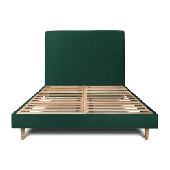 Sommeil De Plomb Lit avec tête de lit tapissier velours et sommier kit - Lit en bois massif