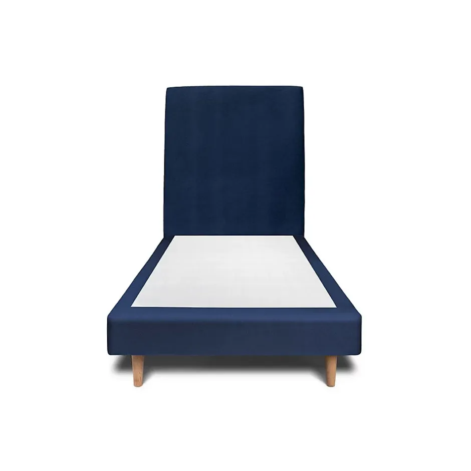 Sommeil De Plomb Lit avec tête de lit tapissier velours et sommier tapissier - Lit en bois massif Clearance