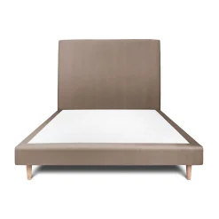 Sommeil De Plomb Lit avec tête de lit tapissier velours et sommier tapissier - Lit en bois massif