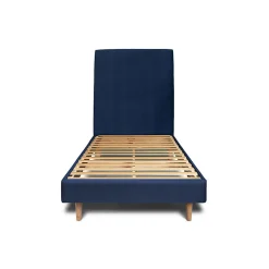 Sommeil De Plomb Lit avec tête de lit tapissier velours et sommier kit - Lit en bois massif