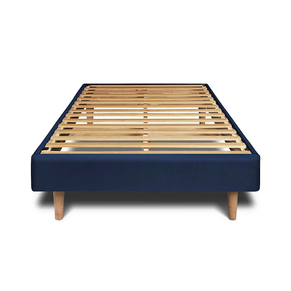 Sommeil De Plomb Lit avec tête de lit tapissier velours et sommier kit - Lit en bois massif