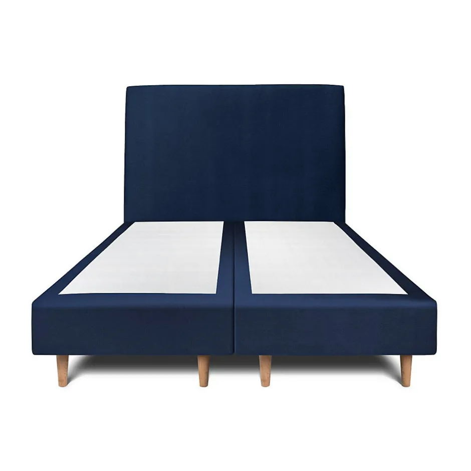Sommeil De Plomb Lit avec tête de lit tapissier velours et sommier tapissier - Lit en bois massif