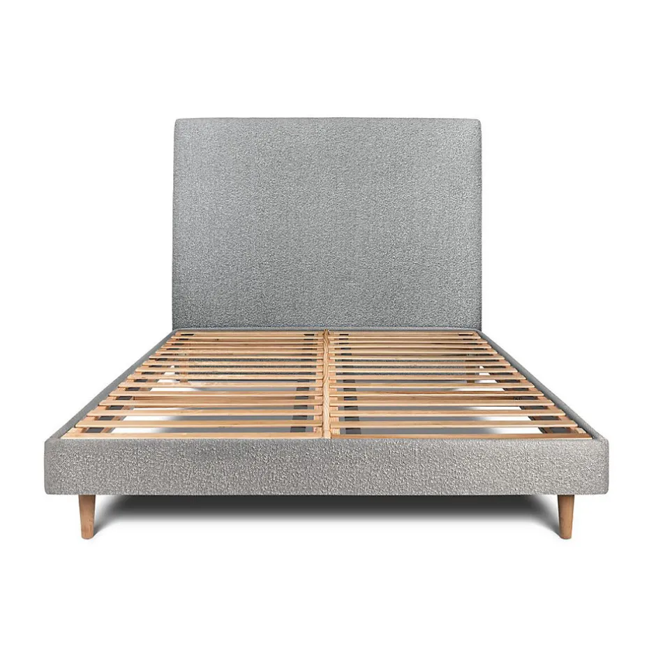 Sommeil De Plomb Lit avec tête de lit tapissier bouclette et sommier kit - Lit en bois massif Discount