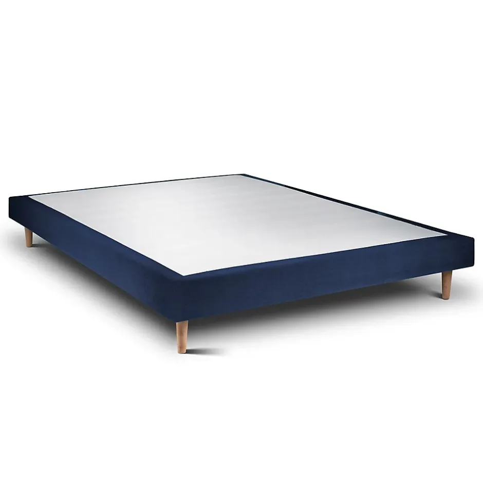 Sommeil De Plomb Lit avec tête de lit tapissier velours et sommier tapissier - Lit en bois massif Sale