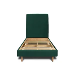 Sommeil De Plomb Lit avec tête de lit tapissier velours et sommier kit - Lit en bois massif Discount