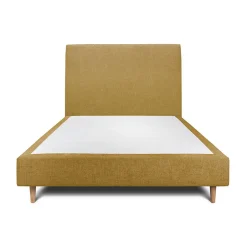 Sommeil De Plomb Lit avec tête de lit tapissier tissu et sommier tapissier - Lit en bois massif