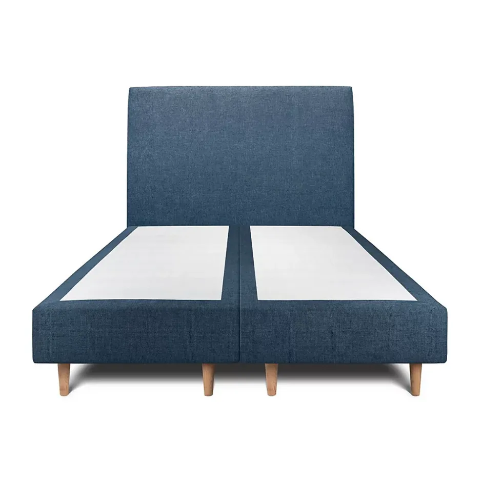 Sommeil De Plomb Lit avec tête de lit tapissier tissu et sommier tapissier - Lit en bois massif Discount