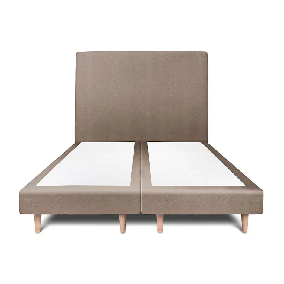 Sommeil De Plomb Lit avec tête de lit tapissier velours et sommier tapissier - Lit en bois massif Discount