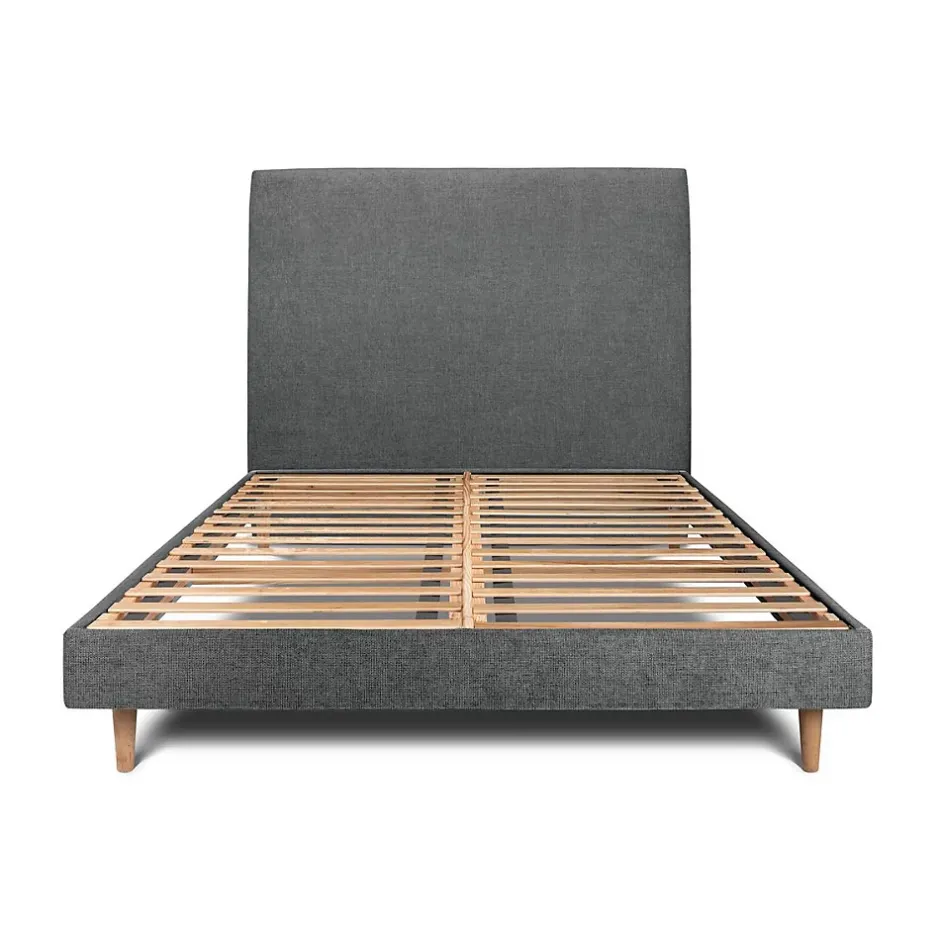 Sommeil De Plomb Lit avec tête de lit tapissier tissu et sommier kit - Lit en bois massif Online