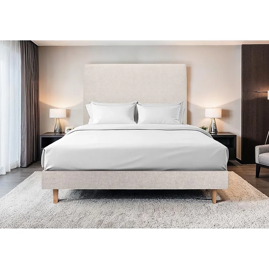 Sommeil De Plomb Lit avec tête de lit tapissier tissu et sommier tapissier - Lit en bois massif Best