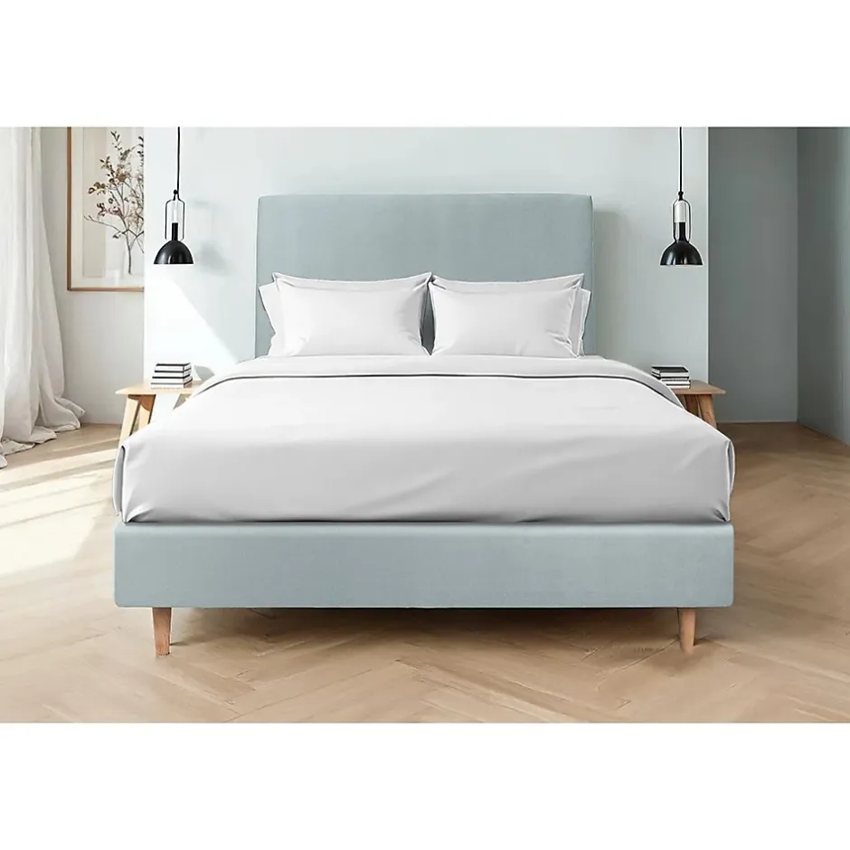 Sommeil De Plomb Lit avec tête de lit tapissier velours et sommier tapissier - Lit en bois massif Discount