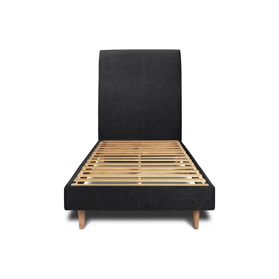 Sommeil De Plomb Lit avec tête de lit tapissier tissu et sommier kit - Lit en bois massif Sale
