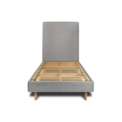 Sommeil De Plomb Lit avec tête de lit tapissier bouclette et sommier kit - Lit en bois massif Outlet