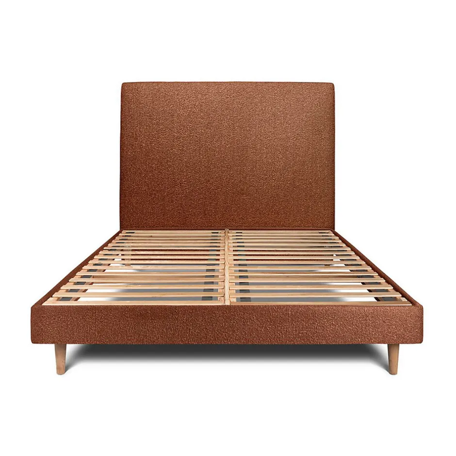 Sommeil De Plomb Lit avec tête de lit tapissier bouclette et sommier kit - Lit en bois massif Clearance