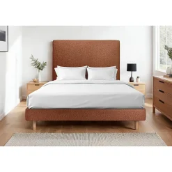 Sommeil De Plomb Lit avec tête de lit tapissier bouclette et sommier kit - Lit en bois massif Clearance