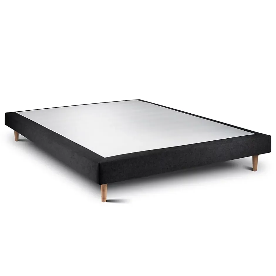 Sommeil De Plomb Lit avec tête de lit tapissier tissu et sommier tapissier - Lit en bois massif New