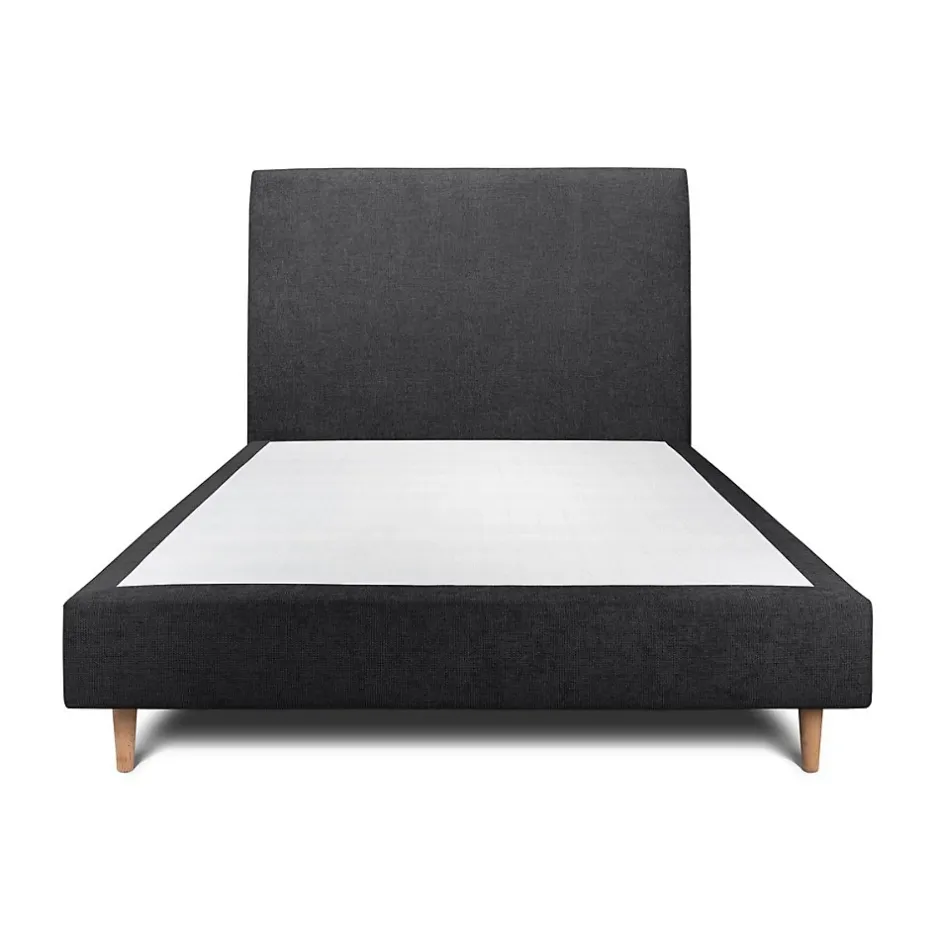 Sommeil De Plomb Lit avec tête de lit tapissier tissu et sommier tapissier - Lit en bois massif New