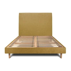 Sommeil De Plomb Lit avec tête de lit tapissier tissu et sommier kit - Lit en bois massif
