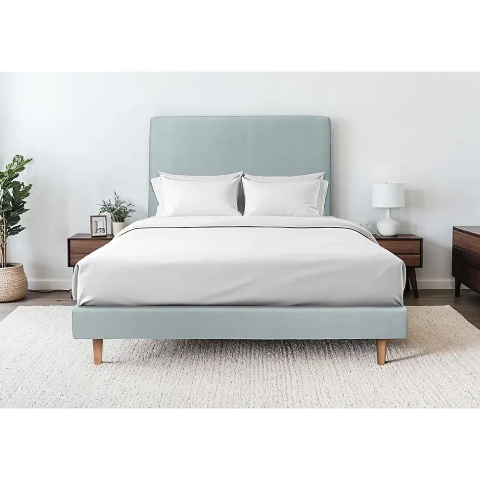 Sommeil De Plomb Lit avec tête de lit tapissier velours et sommier tapissier - Lit en bois massif Hot