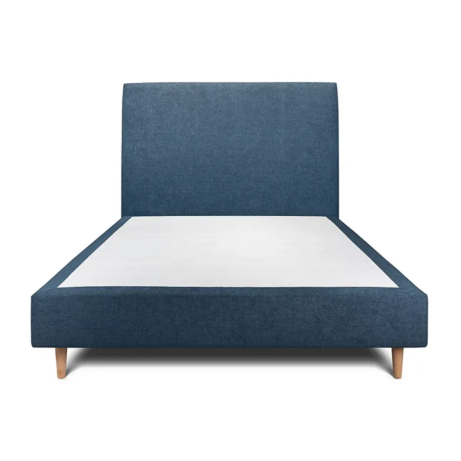 Sommeil De Plomb Lit avec tête de lit tapissier tissu et sommier tapissier - Lit en bois massif Discount