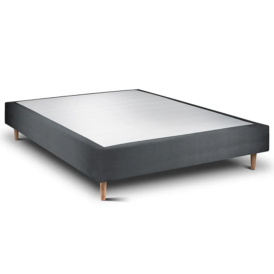 Sommeil De Plomb Lit avec tête de lit tapissier velours et sommier tapissier - Lit en bois massif