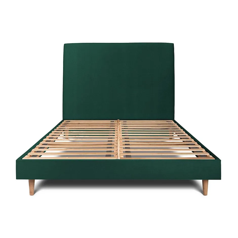 Sommeil De Plomb Lit avec tête de lit tapissier velours et sommier kit - Lit en bois massif Online