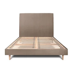 Sommeil De Plomb Lit avec tête de lit tapissier velours et sommier kit - Lit en bois massif