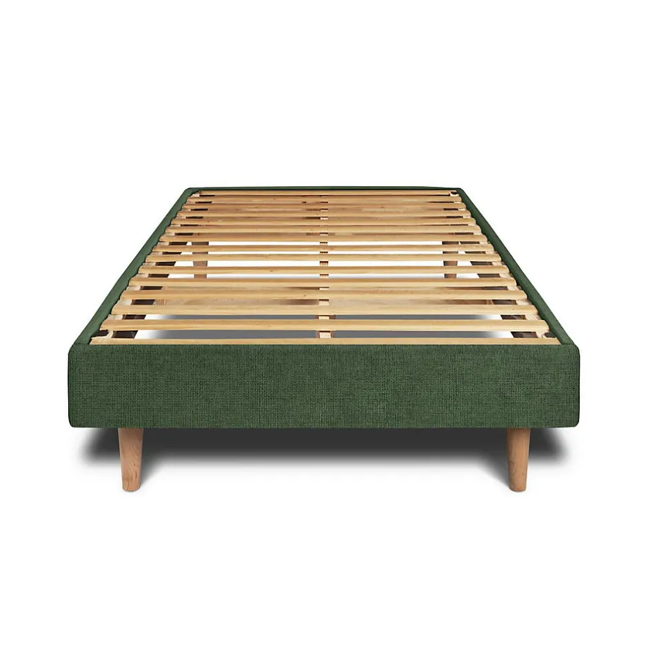 Sommeil De Plomb Lit avec tête de lit tapissier tissu et sommier kit - Lit en bois massif