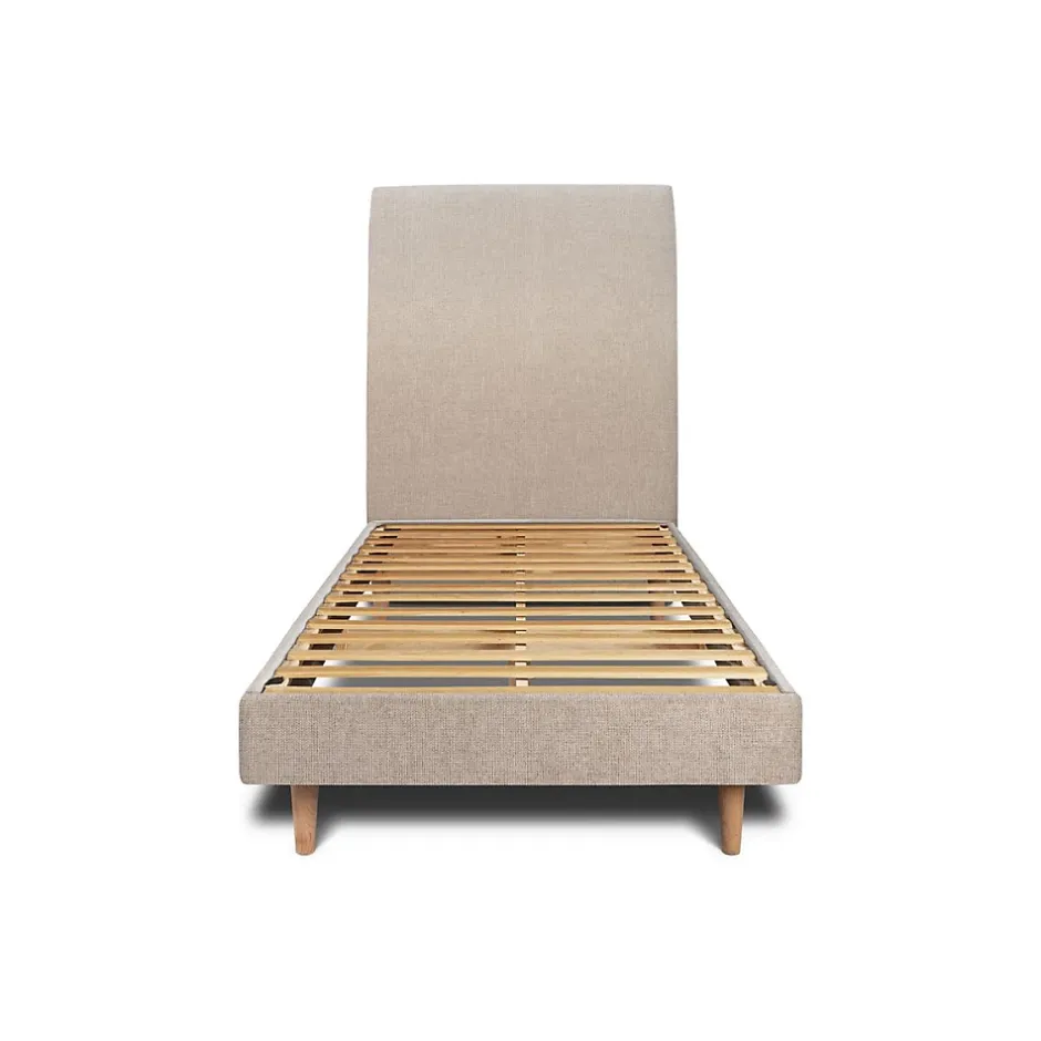 Sommeil De Plomb Lit avec tête de lit tapissier tissu et sommier kit - Lit en bois massif Best