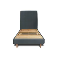 Sommeil De Plomb Lit avec tête de lit tapissier velours et sommier kit - Lit en bois massif