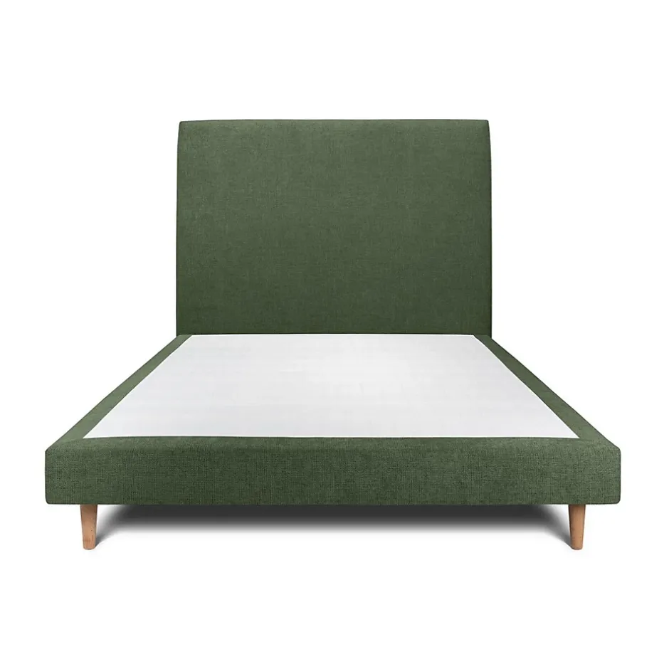 Sommeil De Plomb Lit avec tête de lit tapissier tissu et sommier tapissier - Lit en bois massif Outlet