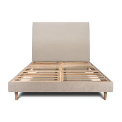 Sommeil De Plomb Lit avec tête de lit tapissier tissu et sommier kit - Lit en bois massif Outlet