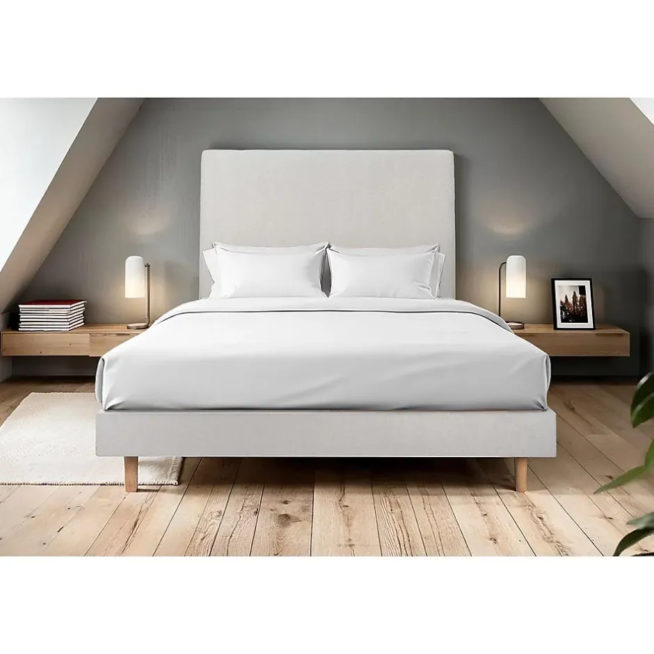 Sommeil De Plomb Lit avec tête de lit tapissier velours et sommier kit - Lit en bois massif Best