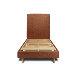 Sommeil De Plomb Lit avec tête de lit tapissier bouclette et sommier kit - Lit en bois massif Outlet