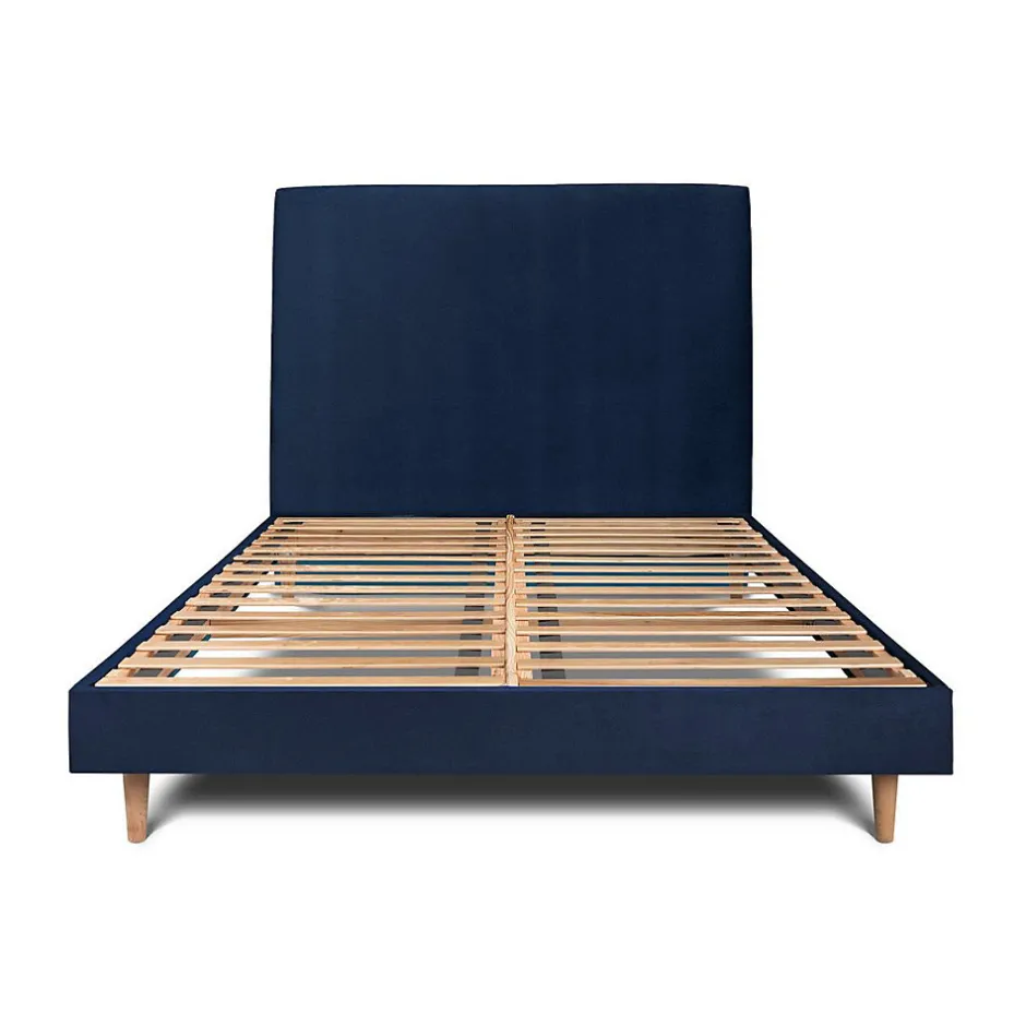 Sommeil De Plomb Lit avec tête de lit tapissier velours et sommier kit - Lit en bois massif