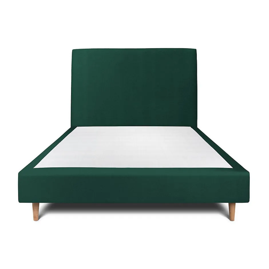 Sommeil De Plomb Lit avec tête de lit tapissier velours et sommier tapissier - Lit en bois massif