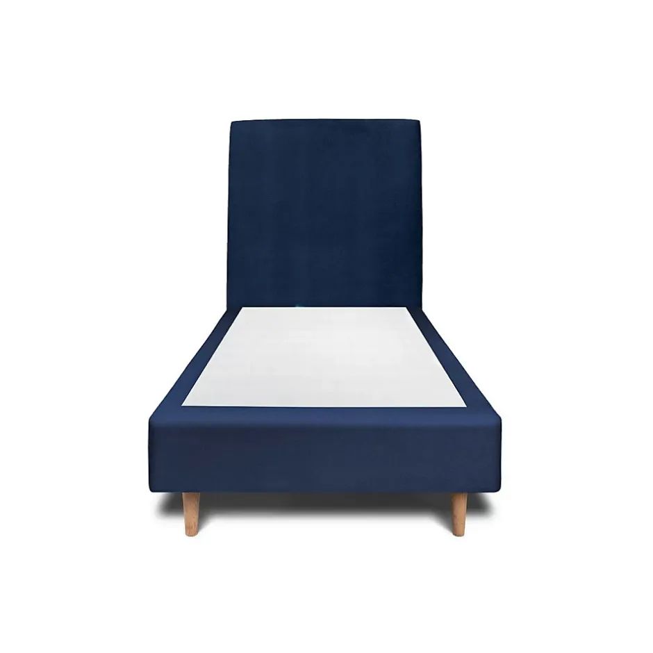 Sommeil De Plomb Lit avec tête de lit tapissier velours et sommier tapissier - Lit en bois massif New