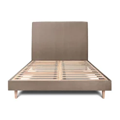 Sommeil De Plomb Lit avec tête de lit tapissier velours et sommier kit - Lit en bois massif Best
