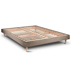 Sommeil De Plomb Lit avec tête de lit tapissier velours et sommier kit - Lit en bois massif Best