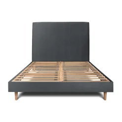 Sommeil De Plomb Lit avec tête de lit tapissier velours et sommier kit - Lit en bois massif