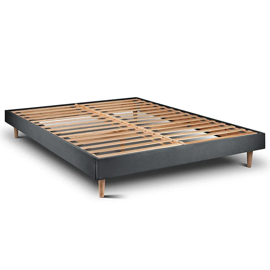 Sommeil De Plomb Lit avec tête de lit tapissier velours et sommier kit - Lit en bois massif