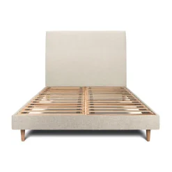 Sommeil De Plomb Lit avec tête de lit tapissier tissu et sommier kit - Lit en bois massif Clearance