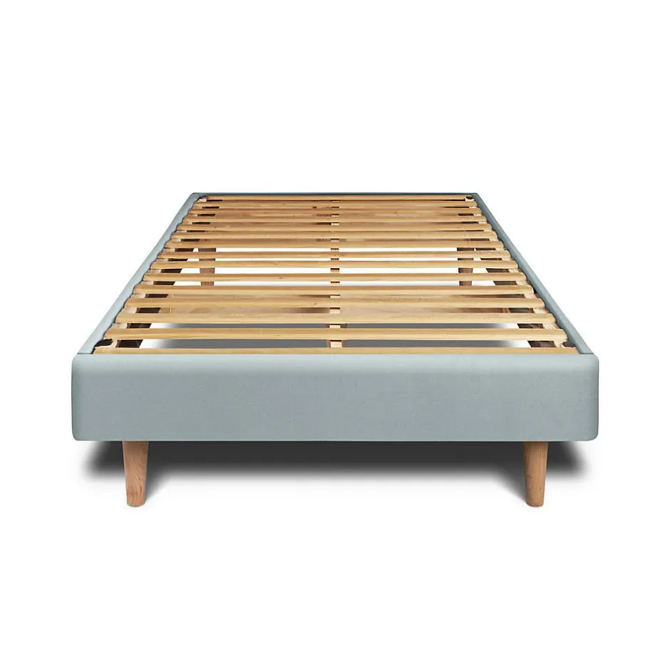 Sommeil De Plomb Lit avec tête de lit tapissier velours et sommier kit - Lit en bois massif
