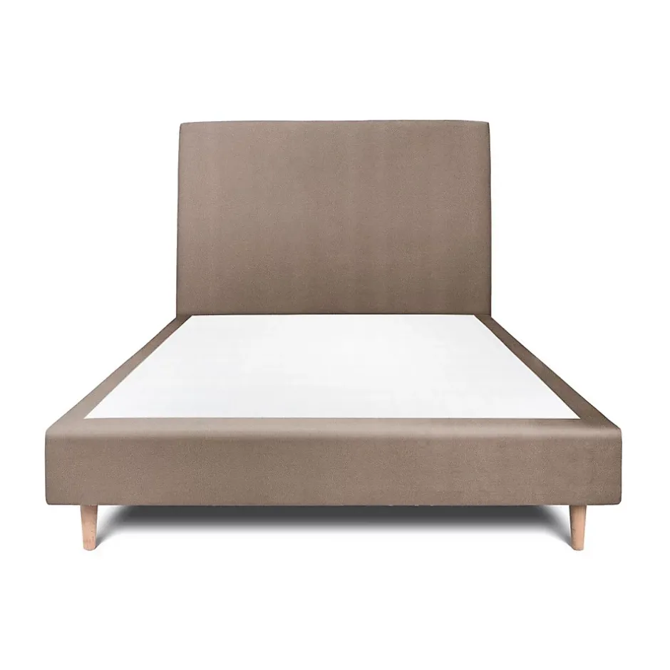 Sommeil De Plomb Lit avec tête de lit tapissier velours et sommier tapissier - Lit en bois massif Sale