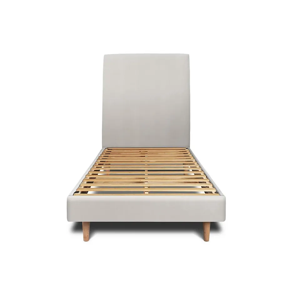 Sommeil De Plomb Lit avec tête de lit tapissier velours et sommier kit - Lit en bois massif Best