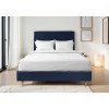 Sommeil De Plomb Lit avec tête de lit tapissier velours et sommier tapissier - Lit en bois massif Hot
