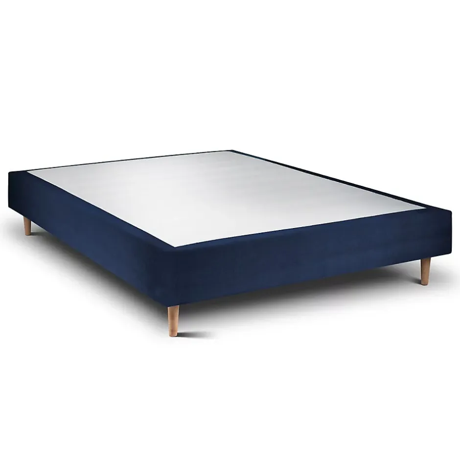Sommeil De Plomb Lit avec tête de lit tapissier velours et sommier tapissier - Lit en bois massif Hot