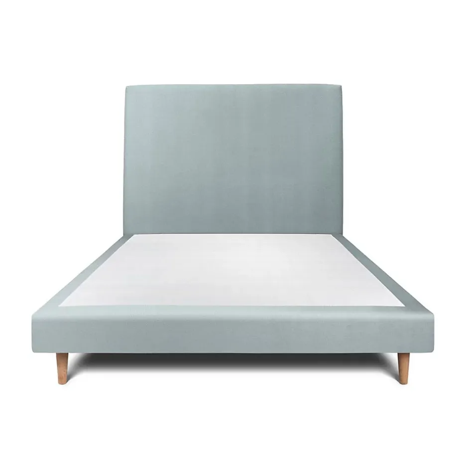 Sommeil De Plomb Lit avec tête de lit tapissier velours et sommier tapissier - Lit en bois massif Online