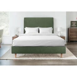 Sommeil De Plomb Lit avec tête de lit tapissier tissu et sommier tapissier - Lit en bois massif
