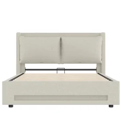Blackcolors Lit baldaquin velours 140x200 cm, tête de lit élégante, ports USB-C, LED ambiance, rangement - moderne